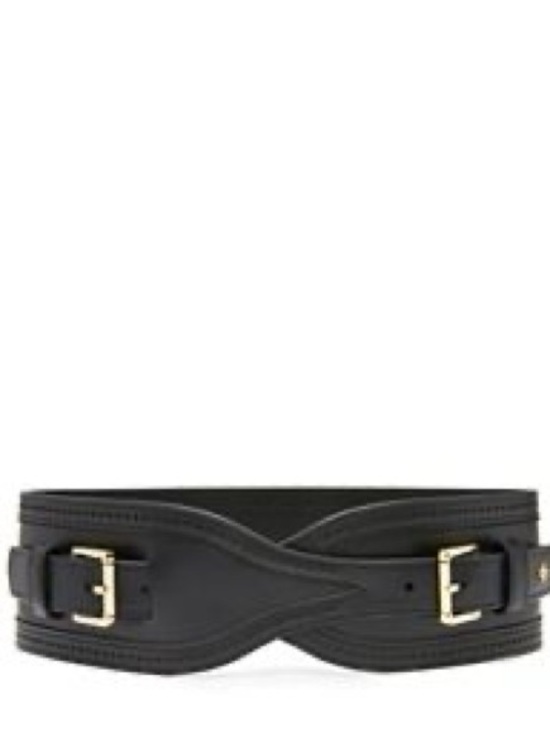 Tory Burch Accessories - Tory Burch Brogue Black Sculpted Leather Waist Belt with Gold Buckles S NWOT